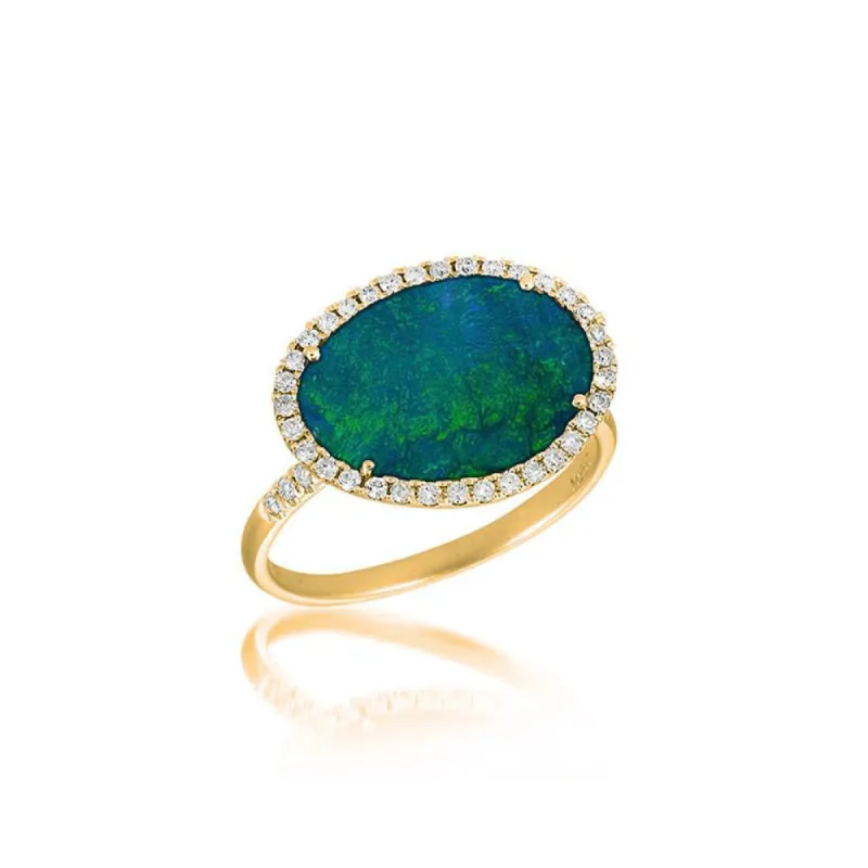 Yellow Gold Opal and Diamond Ring sold by Meira T
