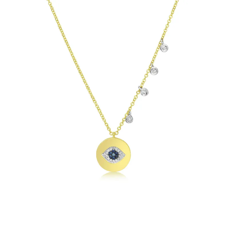 Diamond and Blue Sapphire Evil Eye Coin Necklace sold by Meira T