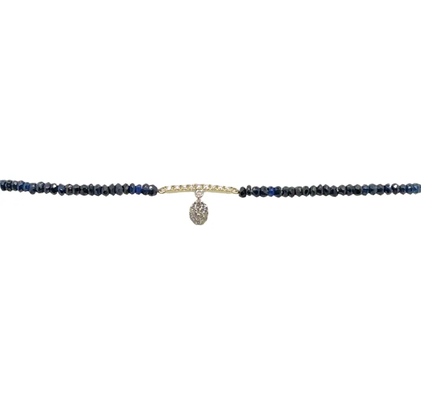 Yellow Gold Blue Sapphire Diamond Bracelet sold by Meira T