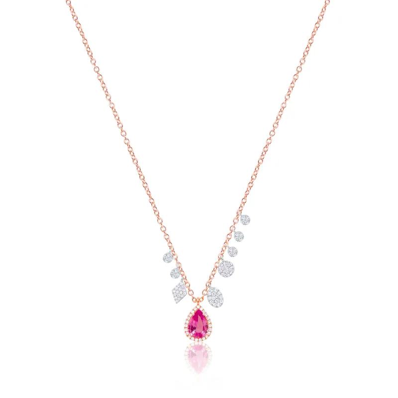 Rose Gold Pink Sapphire and Diamond Charms Necklace sold by Meira T