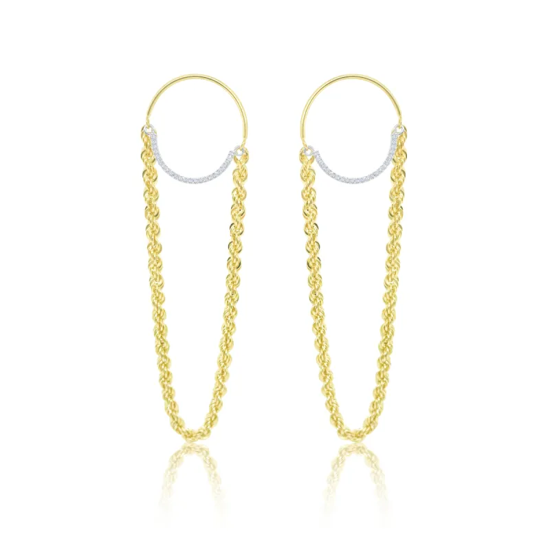 Yellow Gold Chain and Diamond Earrings sold by Meira T