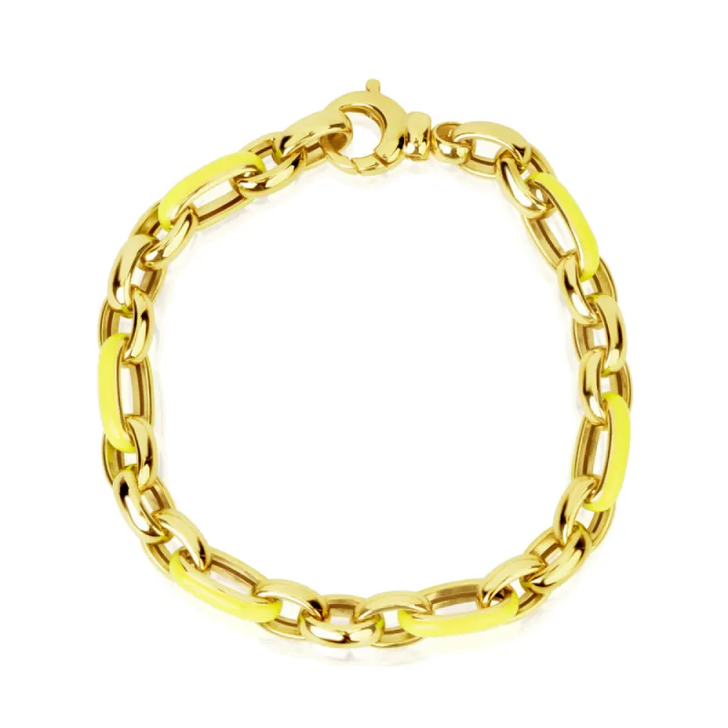 Yellow Enamel and Chunky Chain Bracelet- ONLINE EXCLUSIVE sold by Meira T