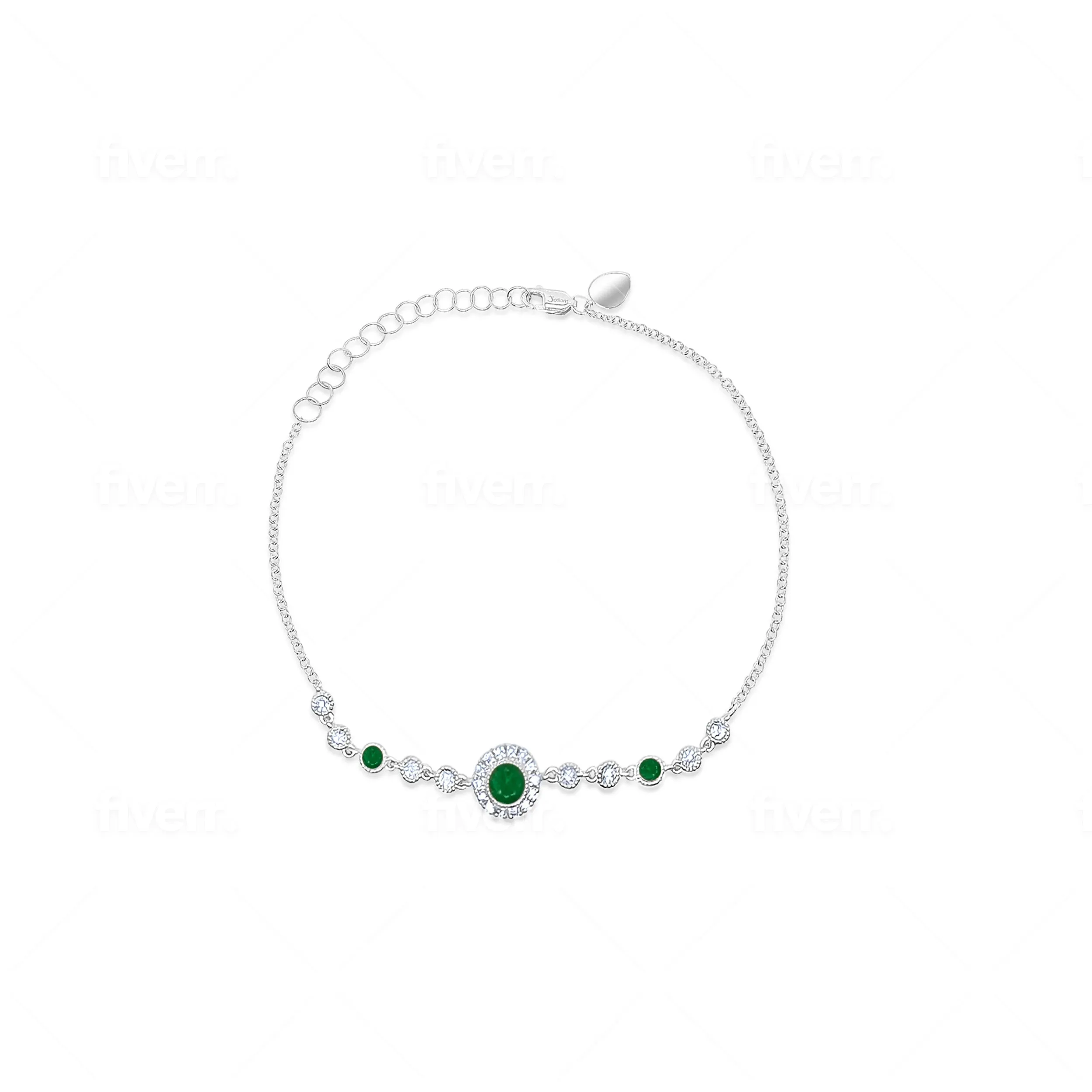 White Gold Emerald and Diamond Bracelet sold by Meira T