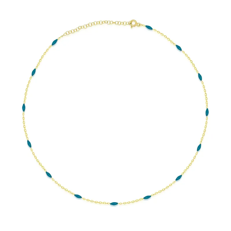 Turquoise Enamel Spot and Gold Plated Layering Chain sold by Meira T