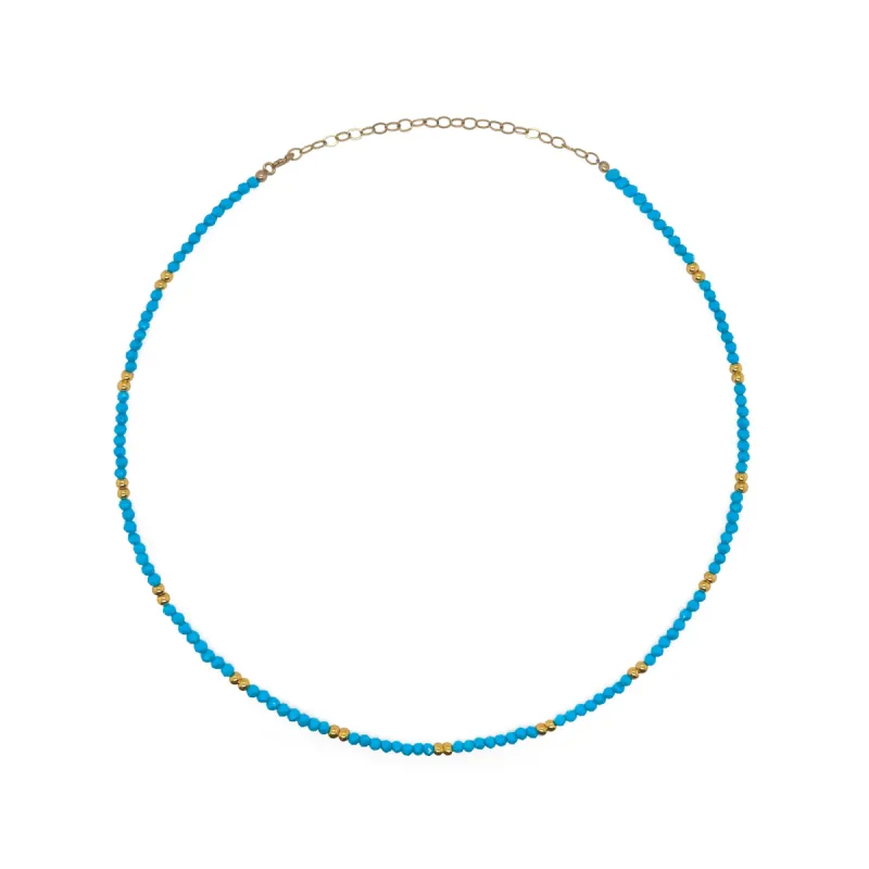 Turquoise and Gold Bead Choker sold by Meira T