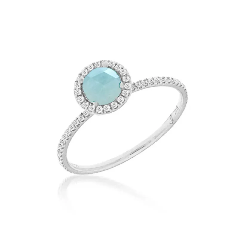 Milky Aqua Diamond Ring sold by Meira T