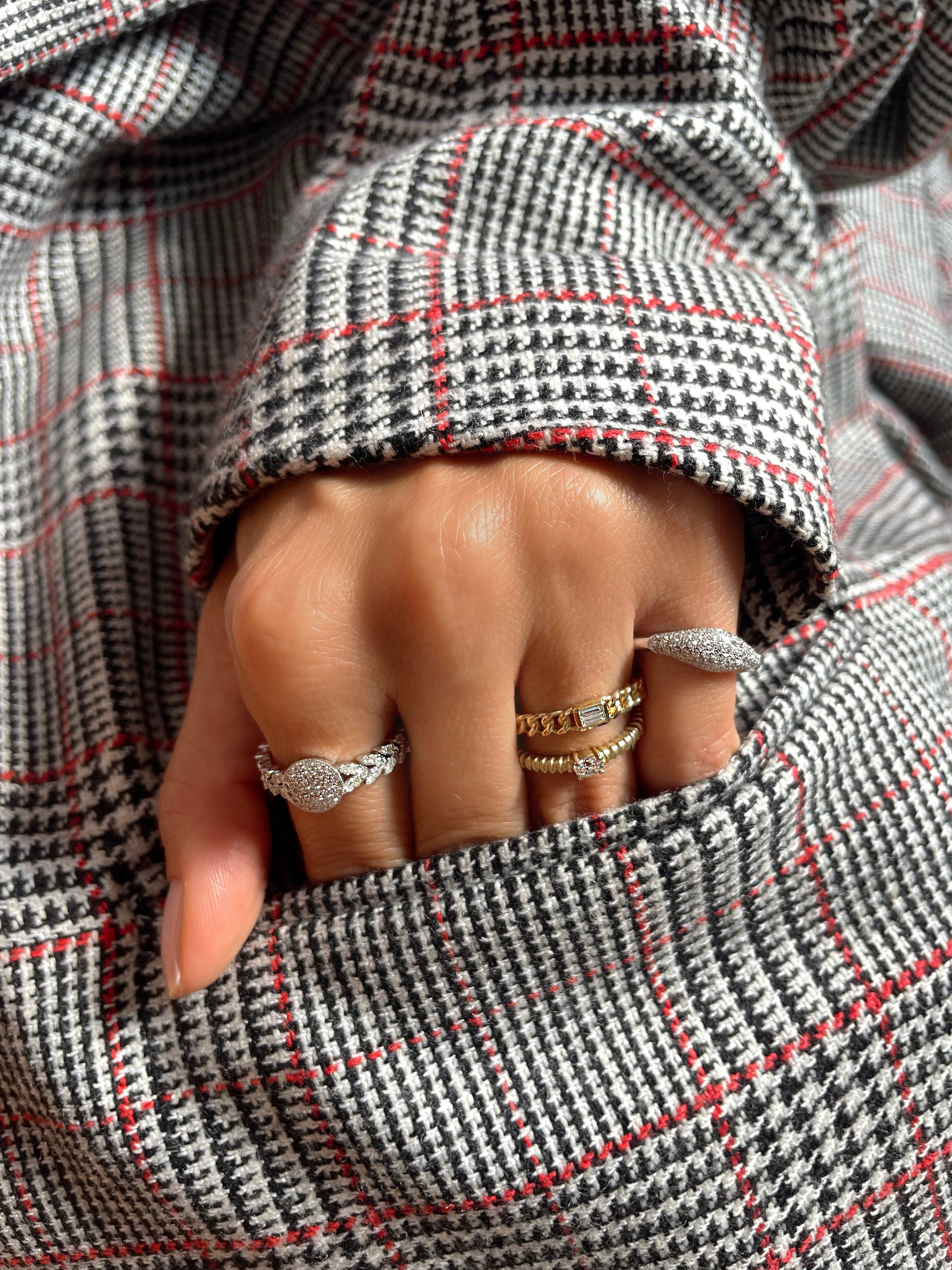 Diamond center White Gold Cuban link Ring sold by Meira T product image thumbnail 2
