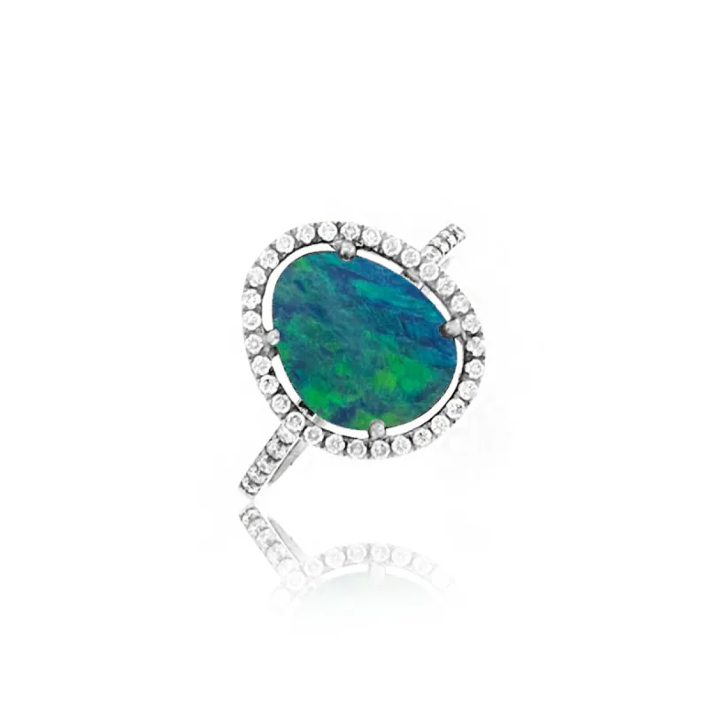 Opal Diamond Border and Band Ring sold by Meira T