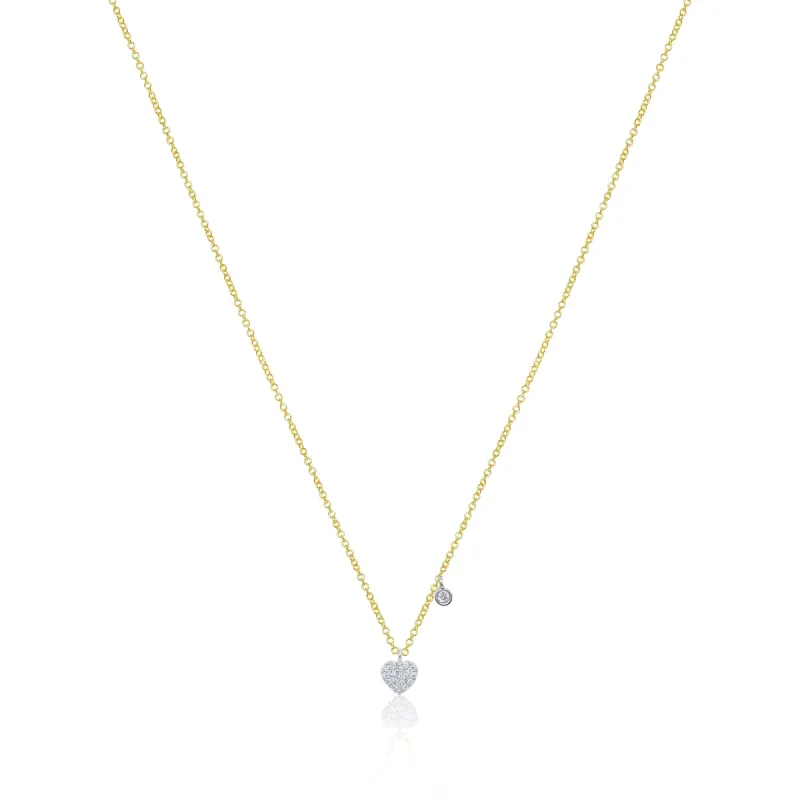 Dainty Diamond Heart and Bezel Necklace sold by Meira T