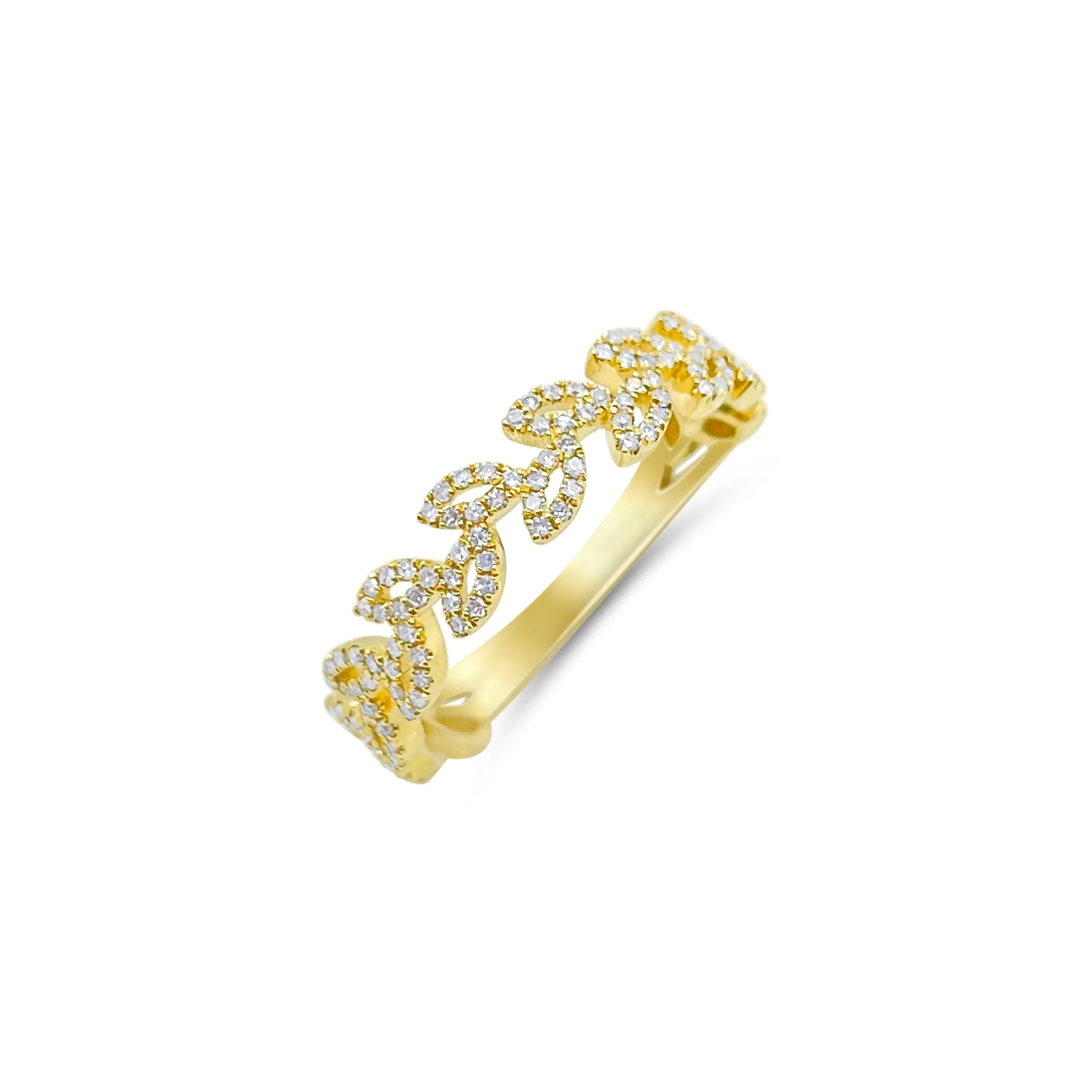 Yellow Gold Diamond Leaf Band sold by Meira T