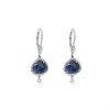 Blue Sapphire Drop Earrings with Bezel Set Diamond sold by Meira T