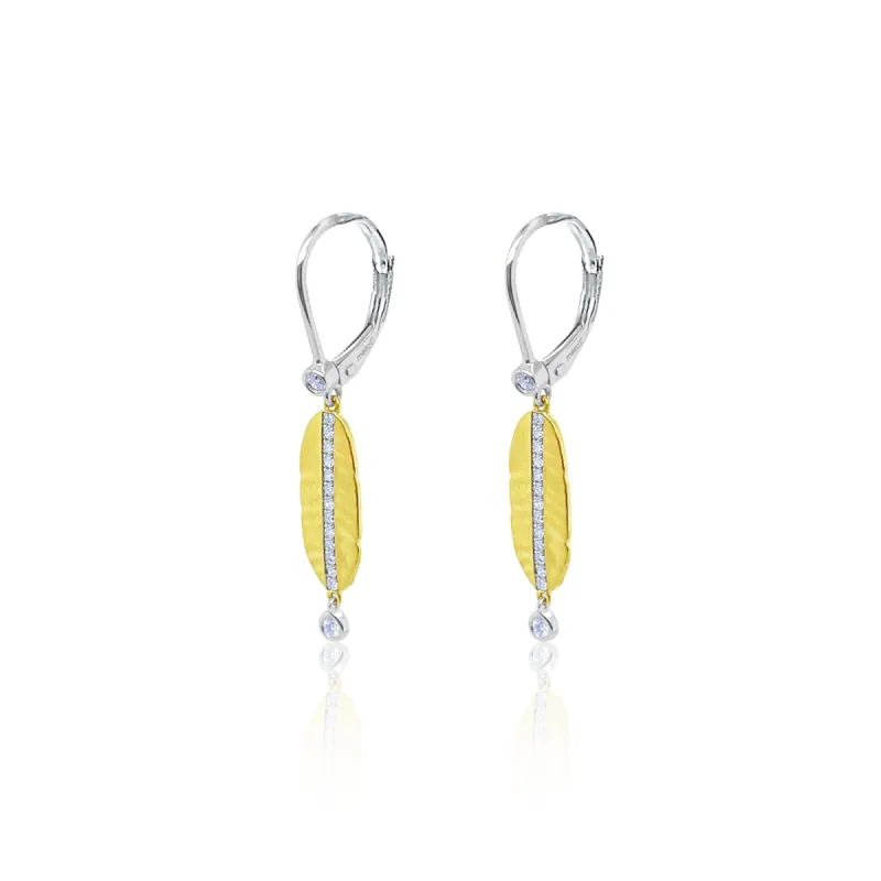 Yellow Gold Leaf Diamond Earrings sold by Meira T