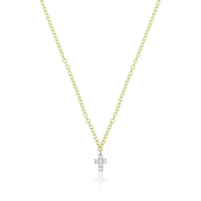Yellow Gold Dainty Cross Necklace sold by Meira T