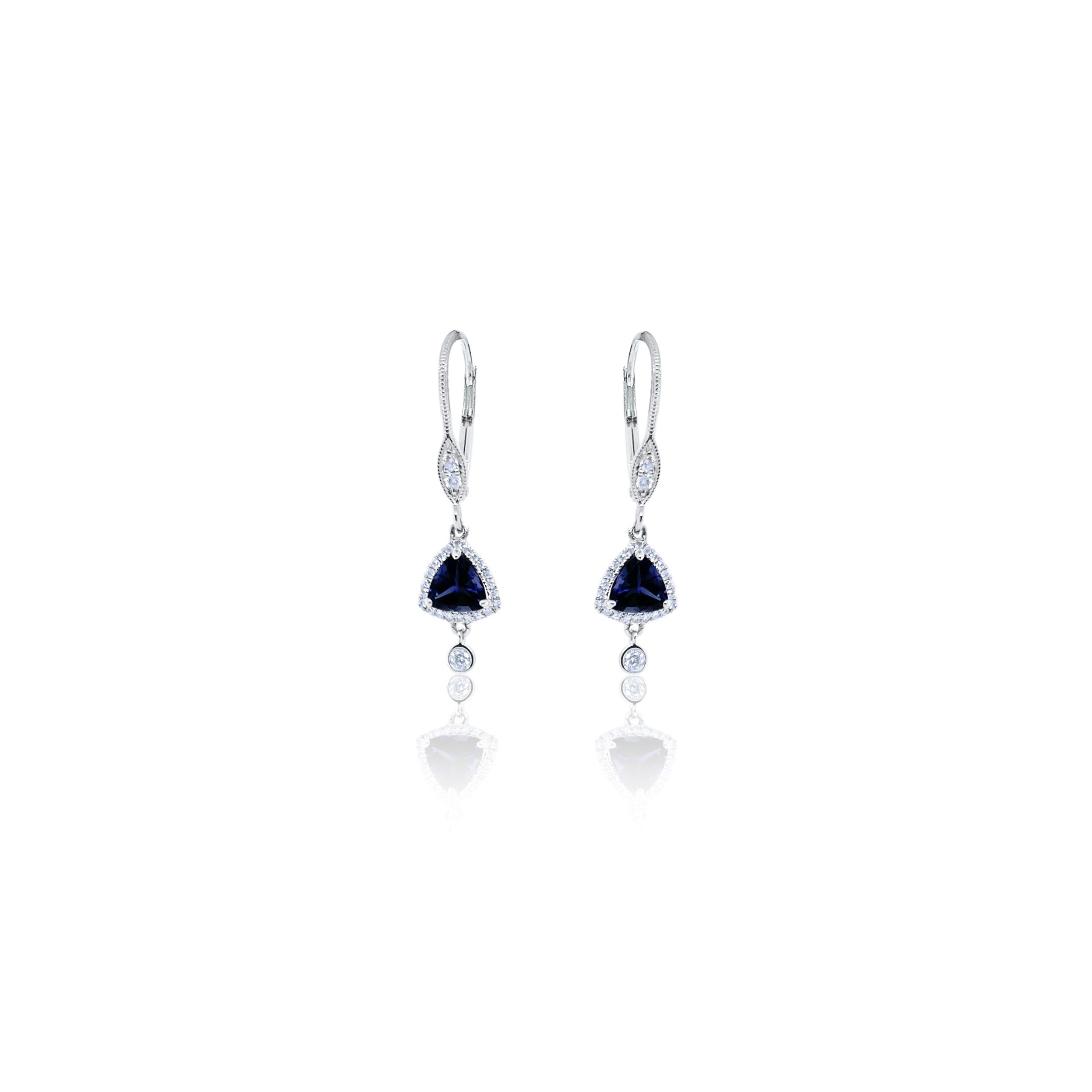 White Gold Iolite and Diamond Earrings sold by Meira T