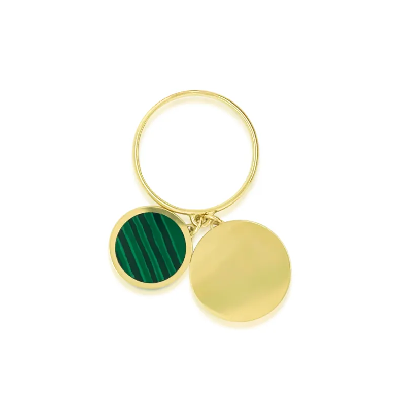 Yellow Gold Green Disc Charm sold by Meira T