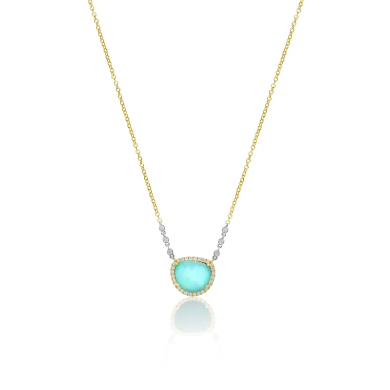 Yellow Gold Amazonite and Bezel Necklace sold by Meira T