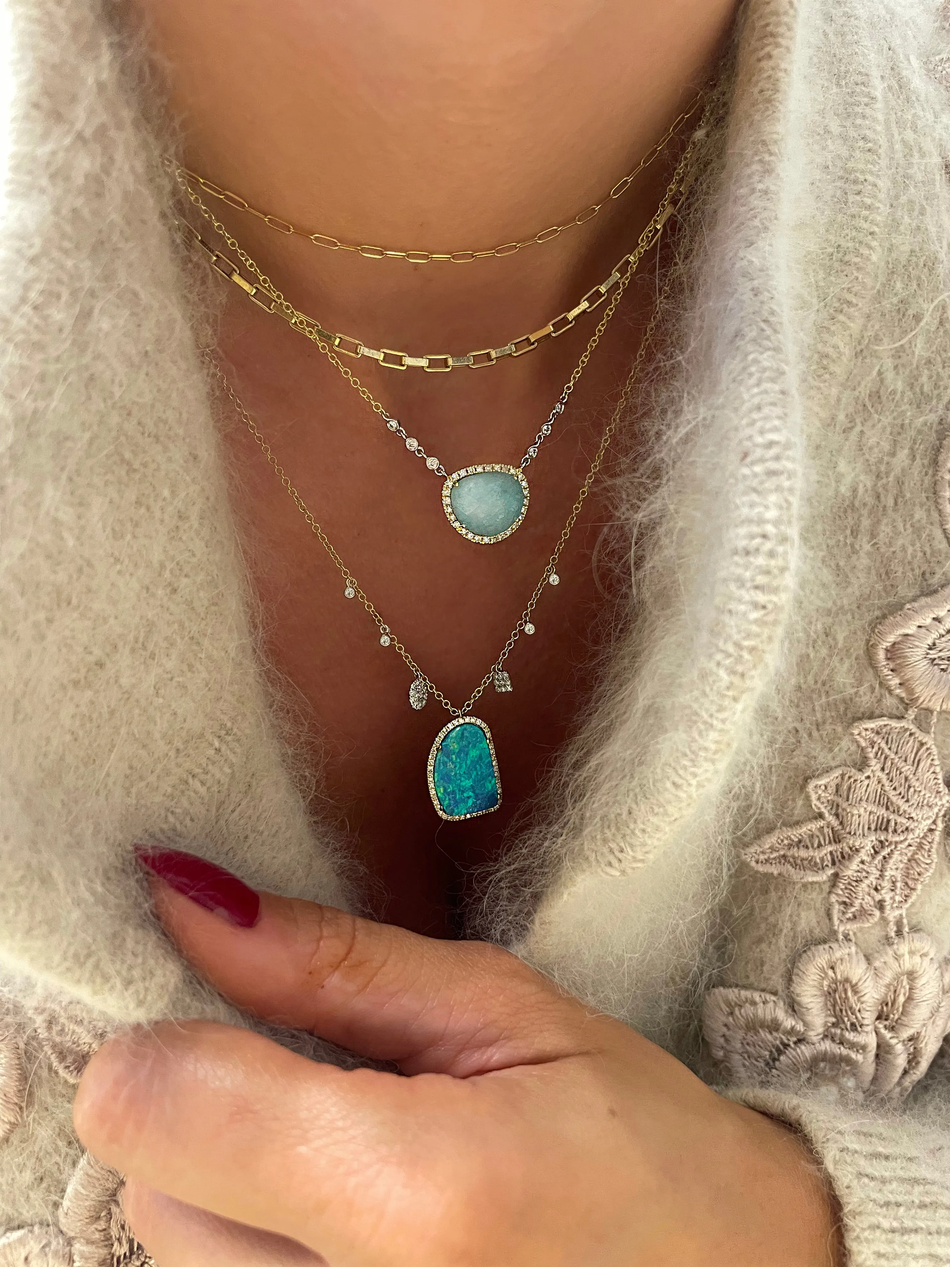 Yellow Gold Amazonite and Bezel Necklace sold by Meira T product image thumbnail 2