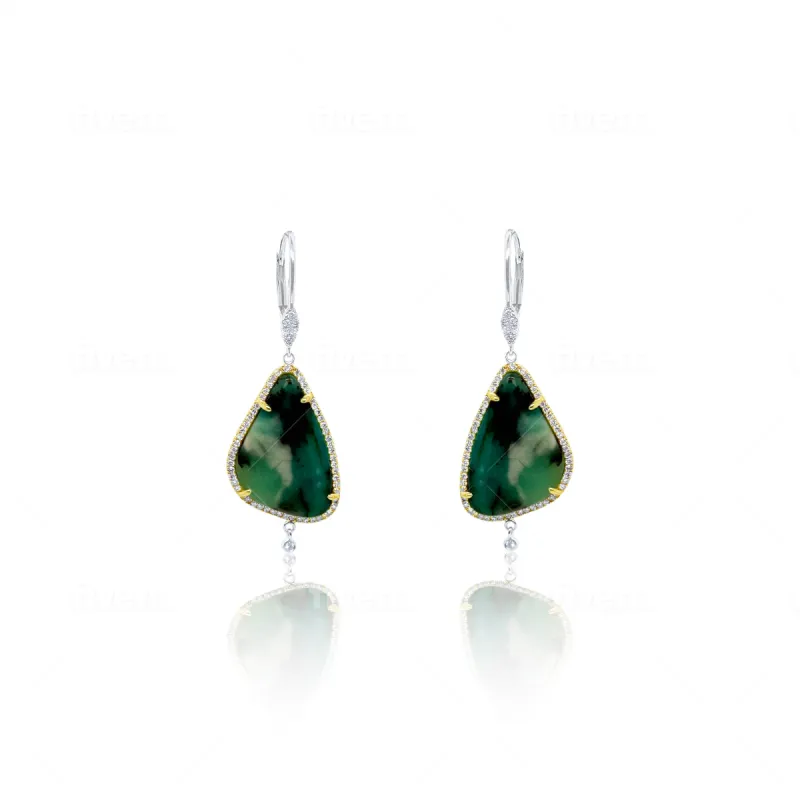 Statement Chrysocolla and Diamond Earrings sold by Meira T