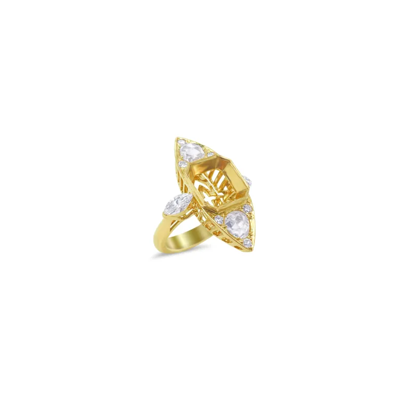 Yellow Gold Antique 18k Diamond Ring sold by Meira T