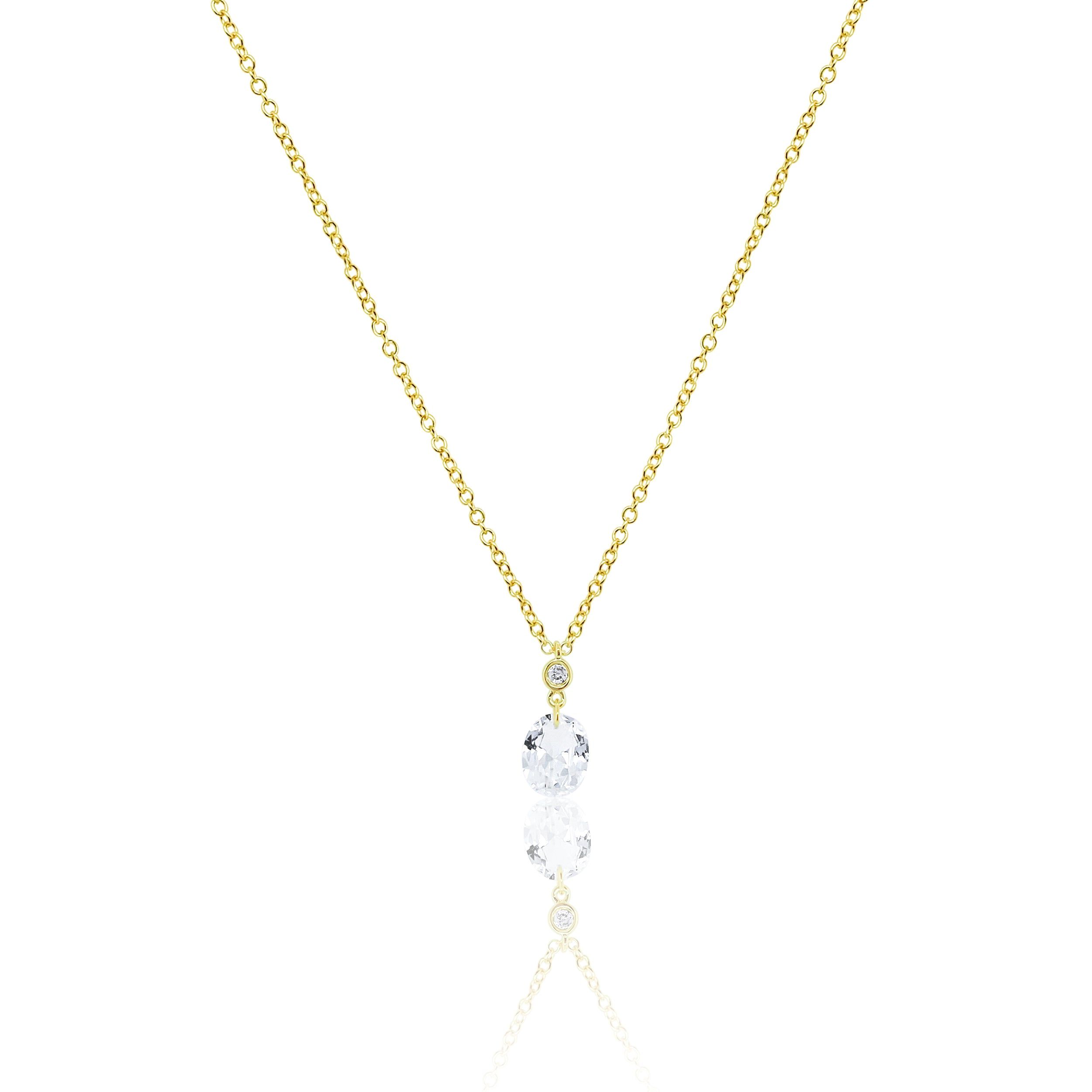 Yellow Gold White Sapphire and Diamond Necklace sold by Meira T