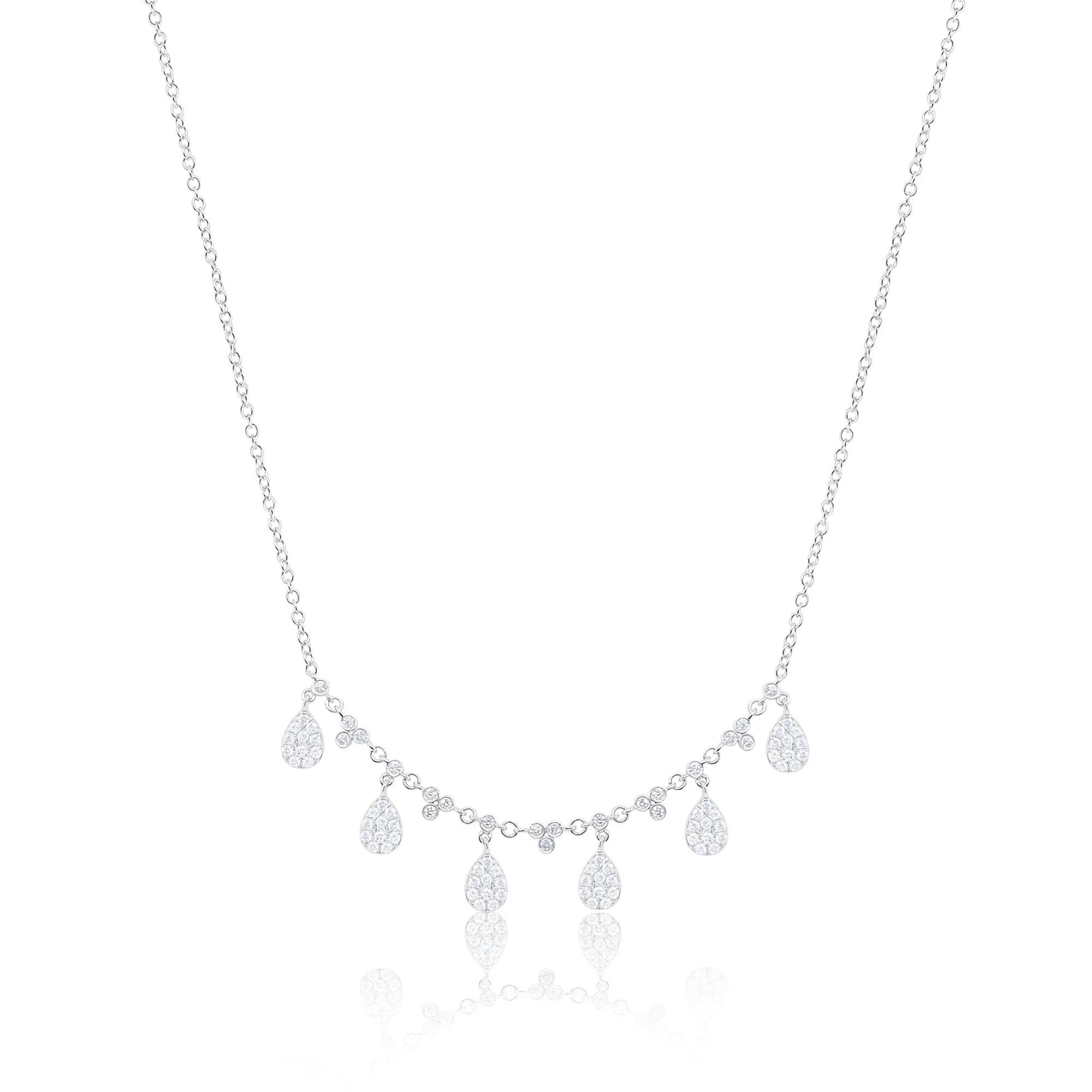 White Gold Pear Diamond Charm Necklace sold by Meira T