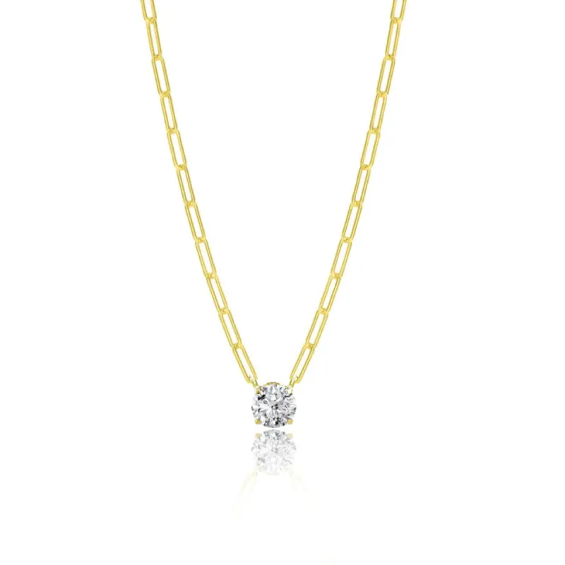 Diamond Solitaire Paperclip Chain (.72cts) sold by Meira T