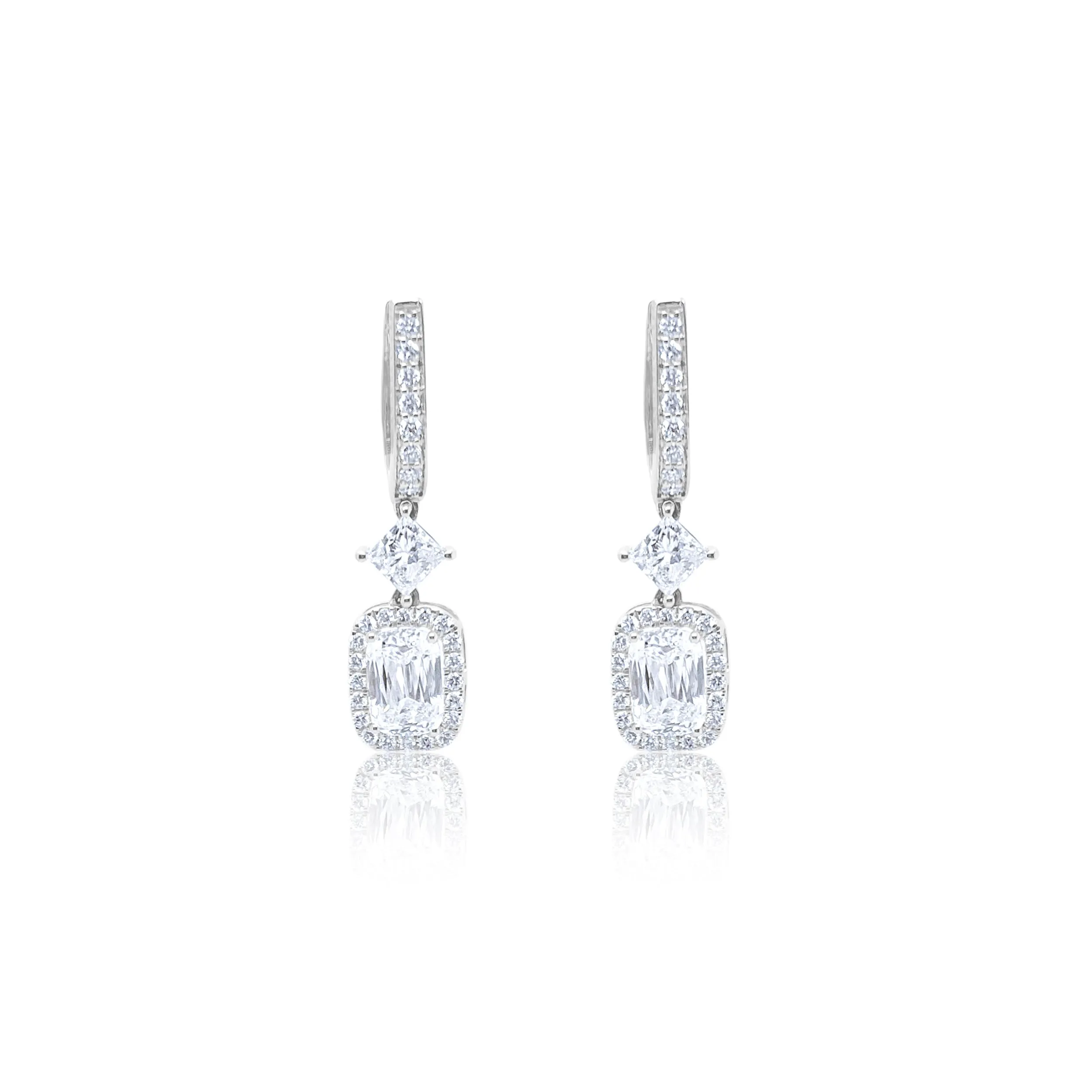 White Gold Diamond Drop Earrings | 4.5 ct LAB Diamond sold by Meira T