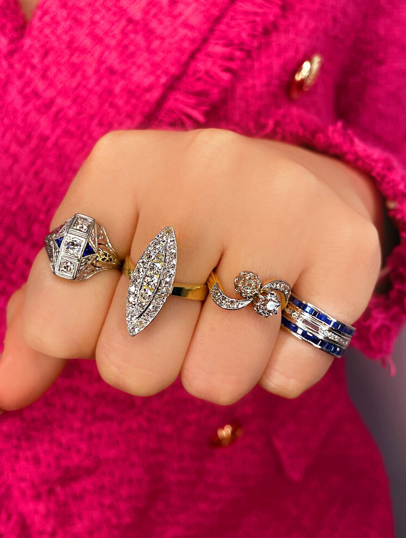 White Gold and Sapphire Filigree Antique Ring sold by Meira T product image thumbnail 2