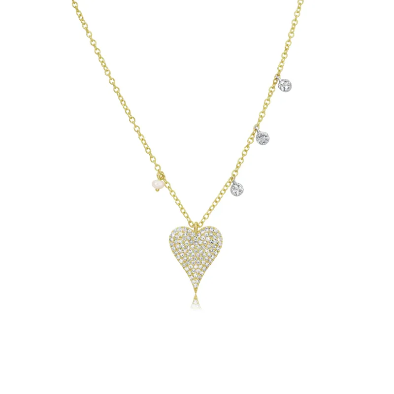 Diamond Heart and Charm Necklace sold by Meira T