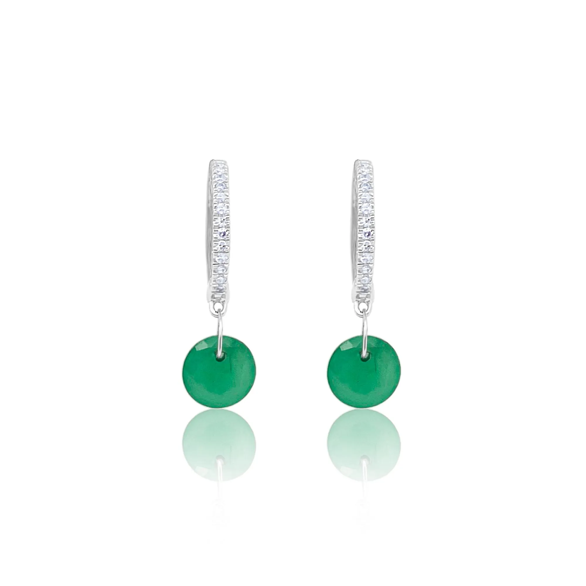 White Gold Diamond Emerald Earrings sold by Meira T