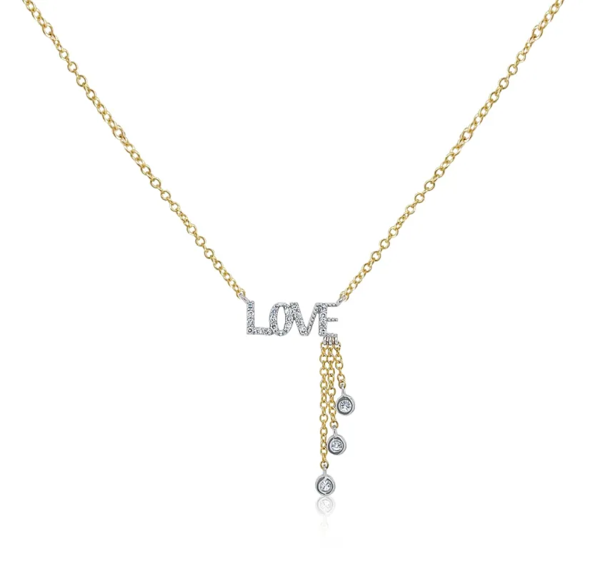 Yellow Gold Love Dripping Bezel Necklace sold by Meira T