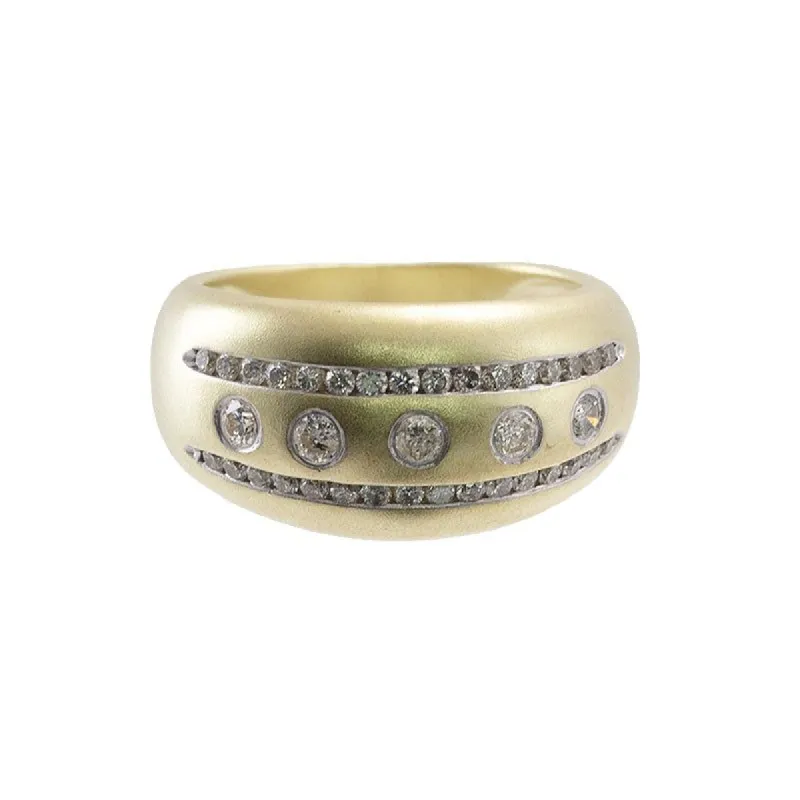 Yellow Gold Diamond Chunky Ring Diamond Polka Dots sold by Meira T