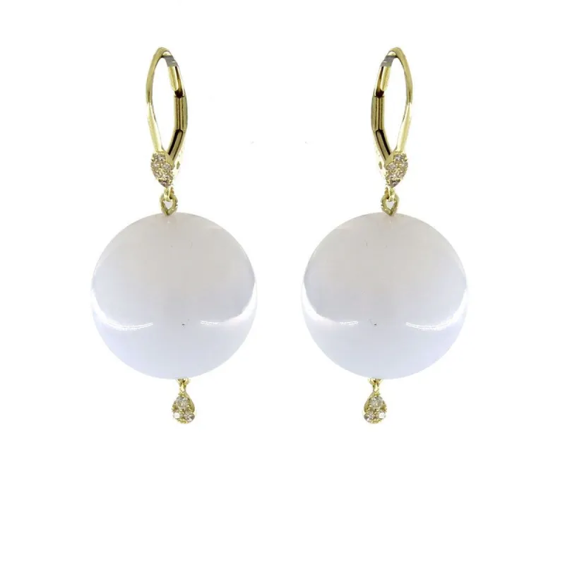 Chalcedony Yellow Gold Diamond Earrings sold by Meira T