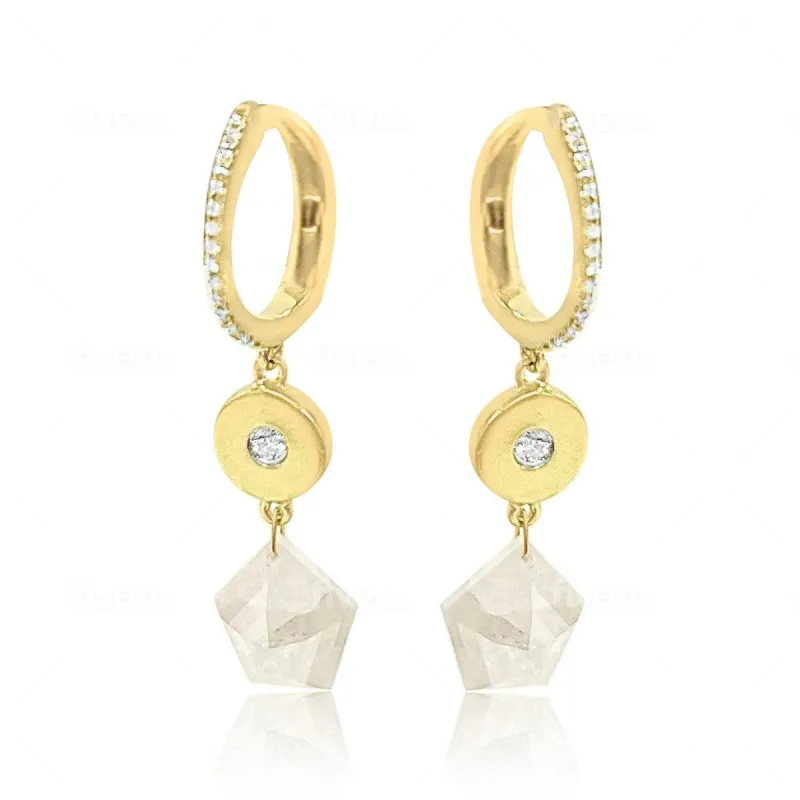 Rough Diamond and Diamond Spot Earrings sold by Meira T