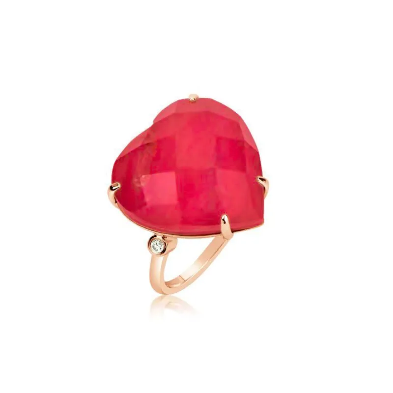 14K Pink Gold Agate Heart Ring sold by Meira T