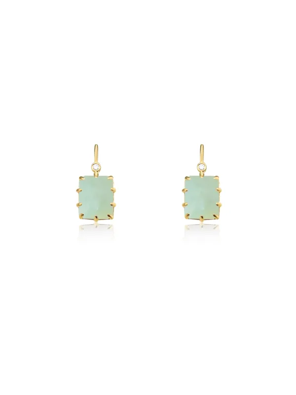 Yellow Gold Jade and Diamond Earrings (Online Exclusive) sold by Meira T