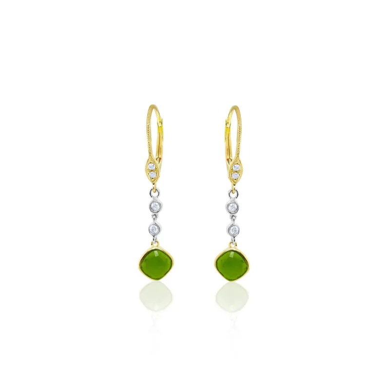 Yellow Gold Green Chrome Drop Earrings sold by Meira T