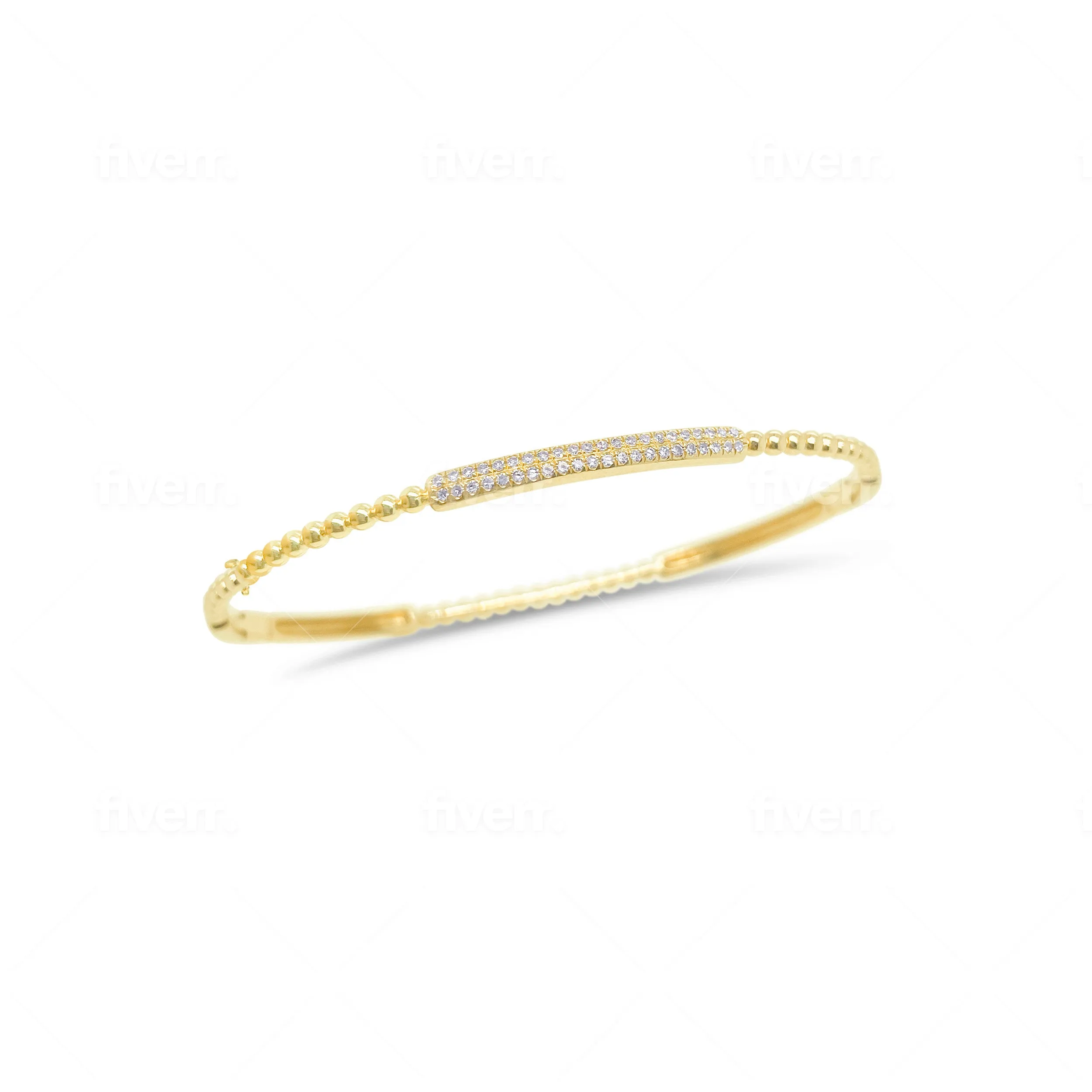Yellow Gold Diamond Cluster Bangle sold by Meira T