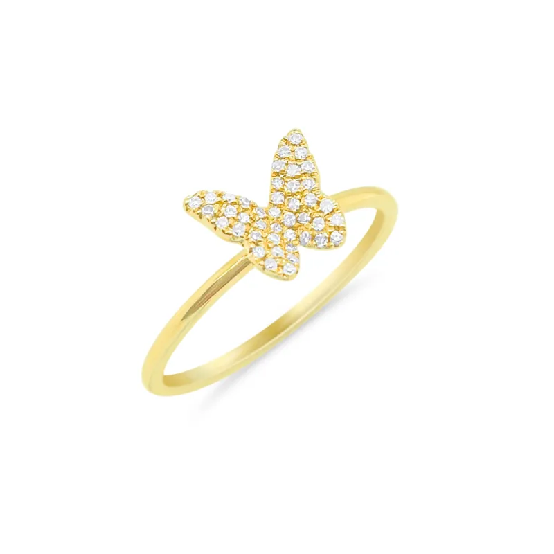 Yellow Gold Dainty Diamond Butterfly Ring sold by Meira T