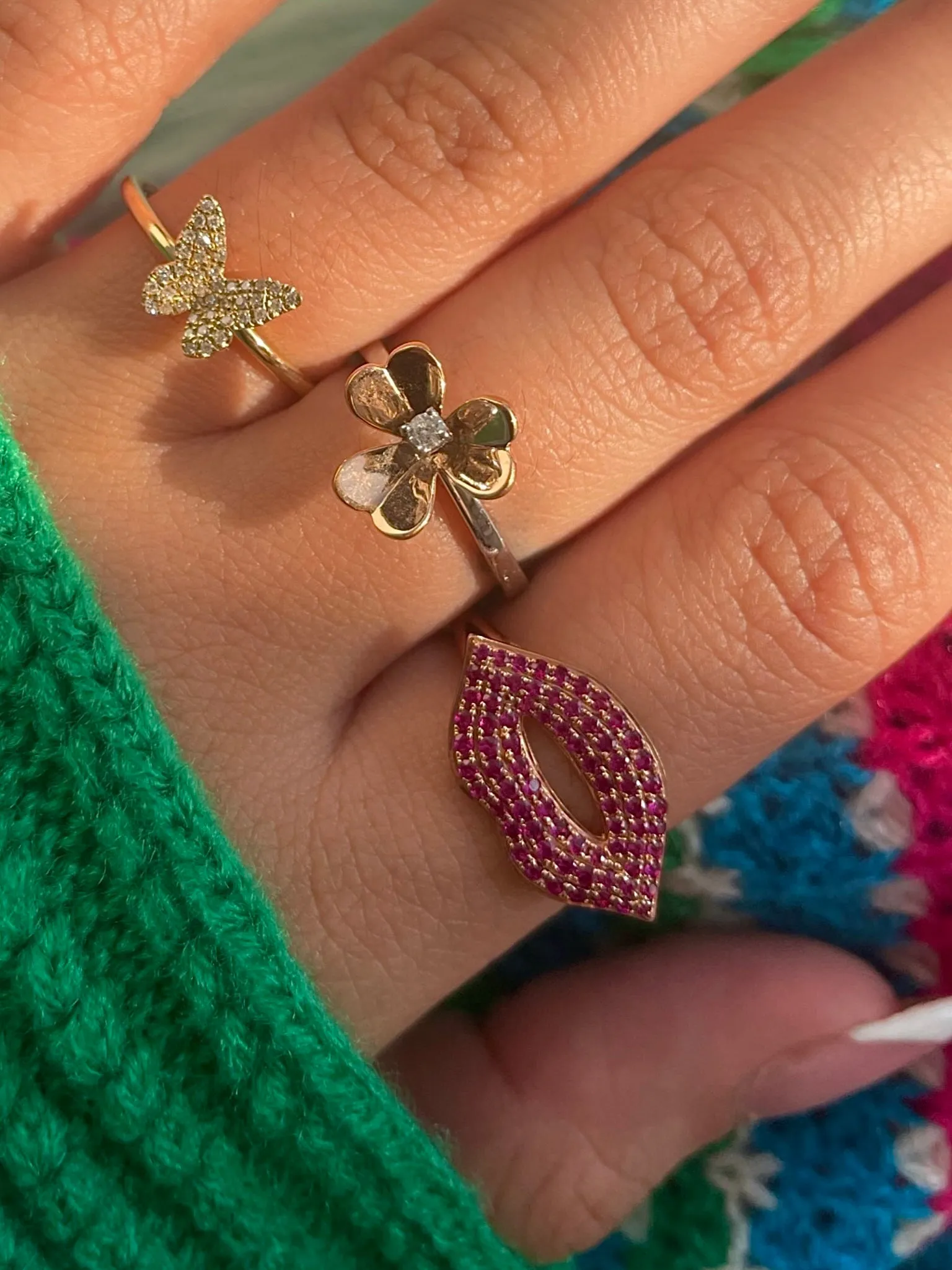 Yellow Gold Dainty Diamond Butterfly Ring sold by Meira T product image thumbnail 2