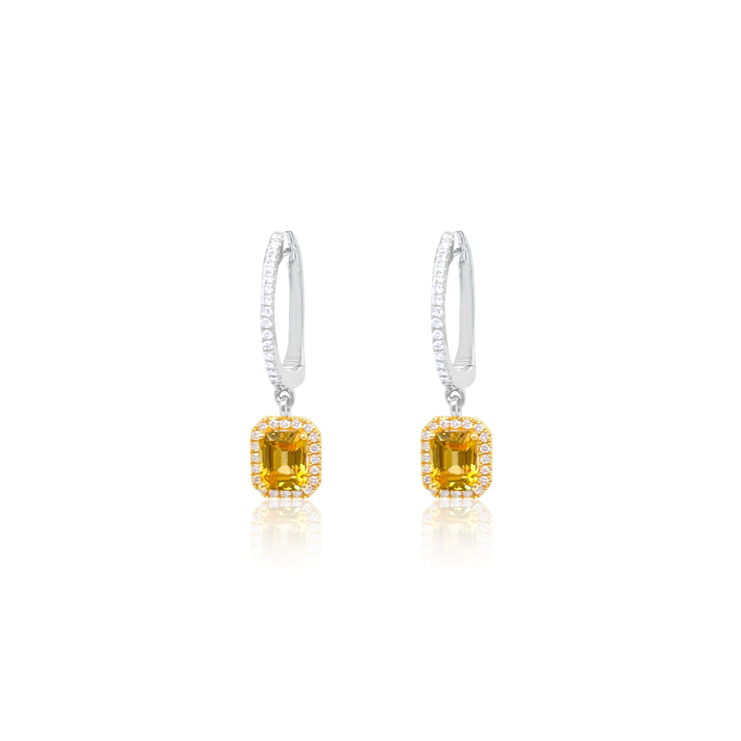 White Gold Diamond and Yellow Sapphire Earring sold by Meira T