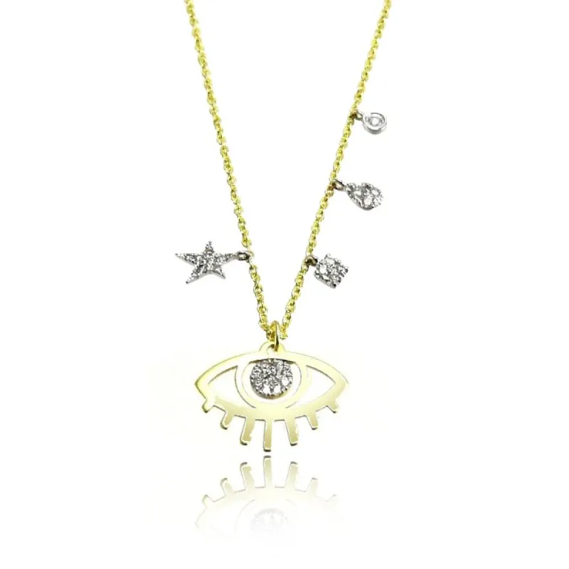 Yellow Gold Evil Eye Necklace sold by Meira T
