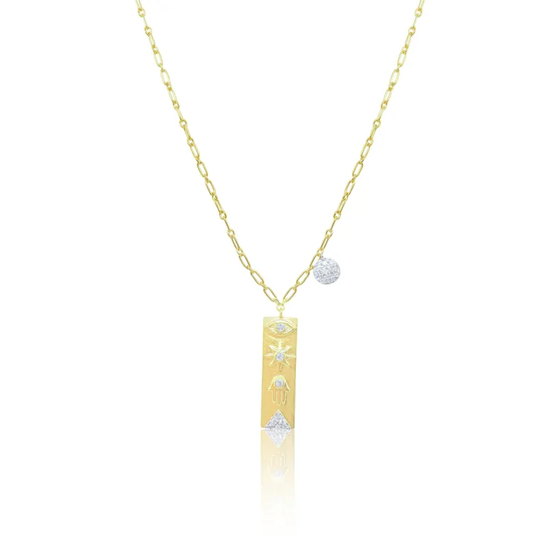 Paperclip Diamond Symbols Bar Necklace sold by Meira T