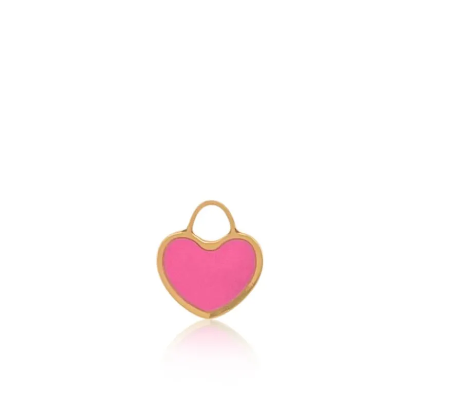 Dark Pink Heart Charm in 14kt Yellow Gold sold by Meira T