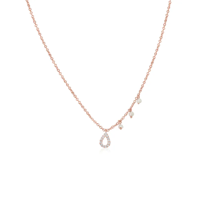 Rose Gold Tear Drop Diamond Necklace sold by Meira T