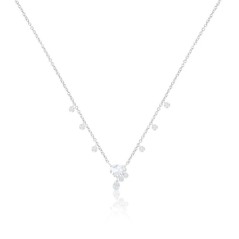 White Topaz and Dangling Diamonds Necklace sold by Meira T