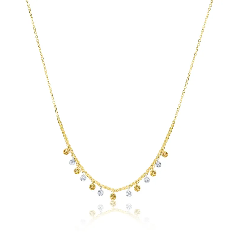 14kt Yellow Gold Diamond Mesh Necklace  With Pave Diamond Discs sold by Meira T