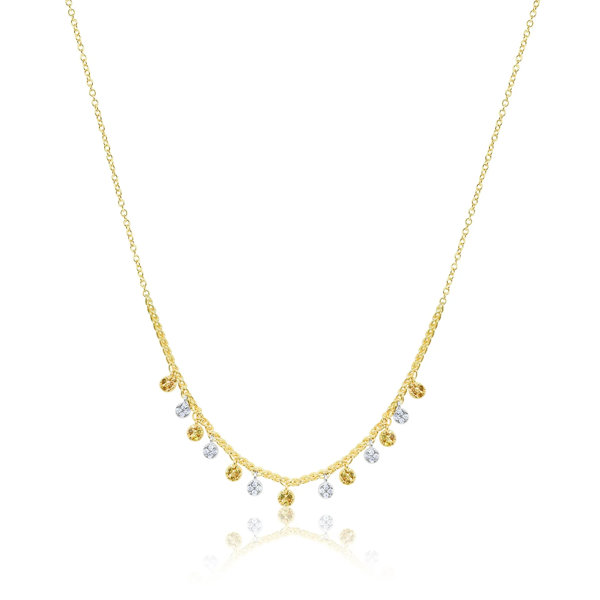 14kt Yellow Gold Diamond Mesh Necklace With Pave Diamond Discs sold by Meira T