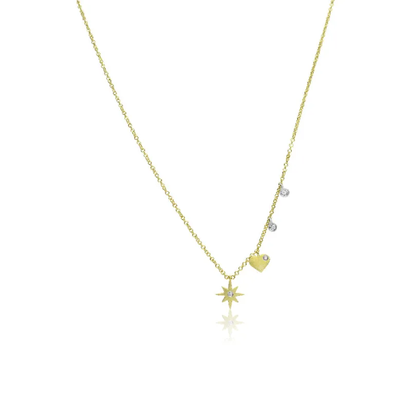 Starburst Dainty Necklace 14kt Yellow Gold Diamonds sold by Meira T