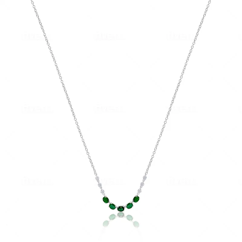 White Gold Emerald and Diamond Necklace sold by Meira T
